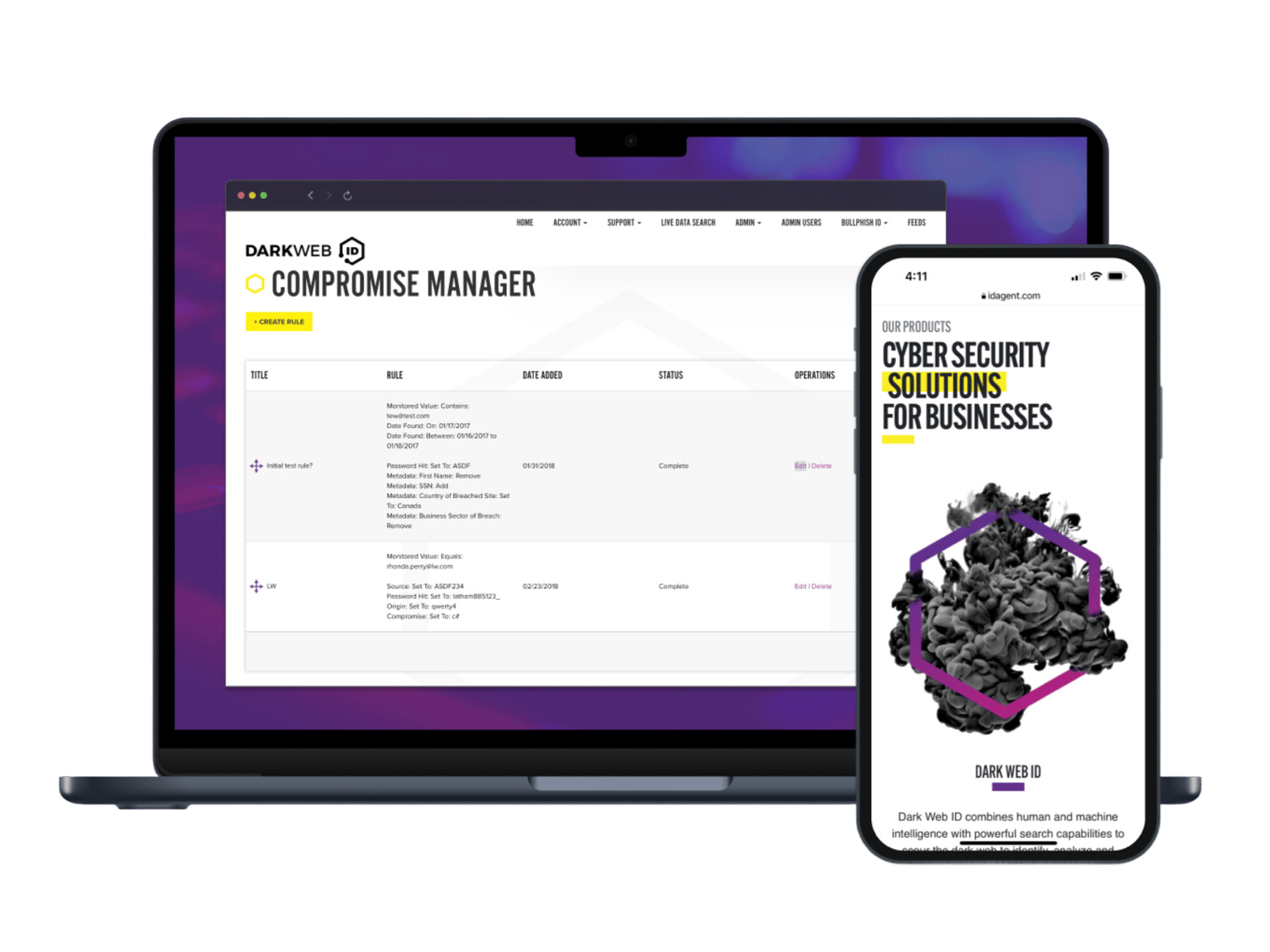 Screenshots of Dark Web ID Screenshots of Dark Web ID