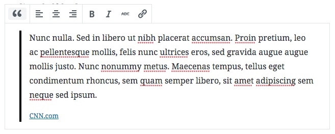 Screenshot of a blockquote block.