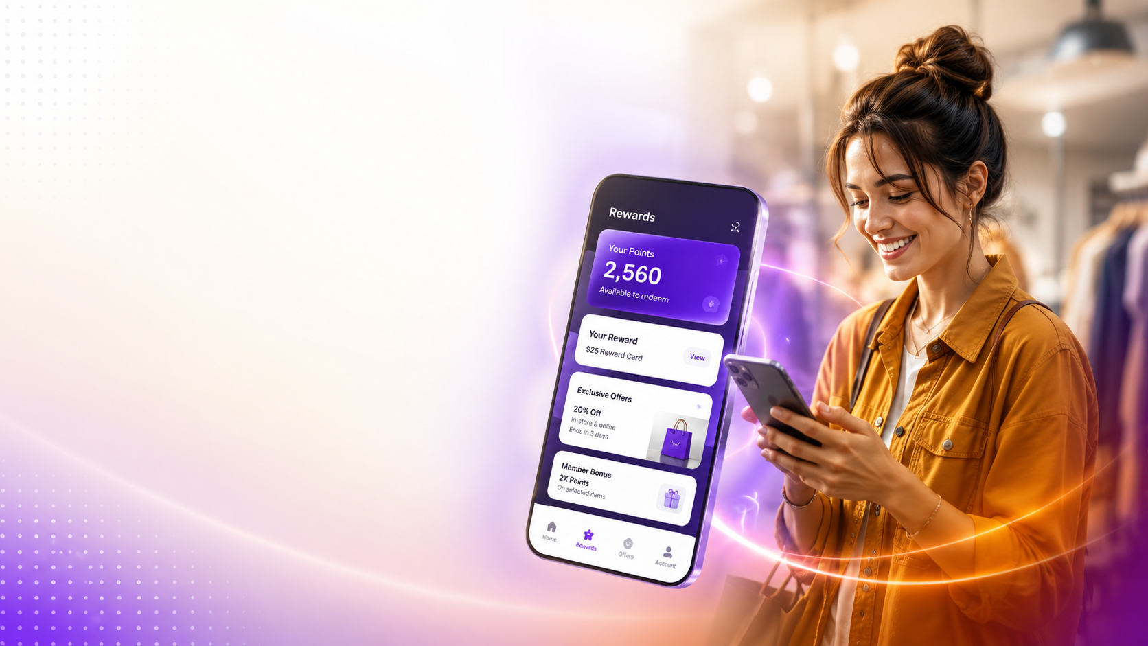 Shopper using a retail loyalty rewards app